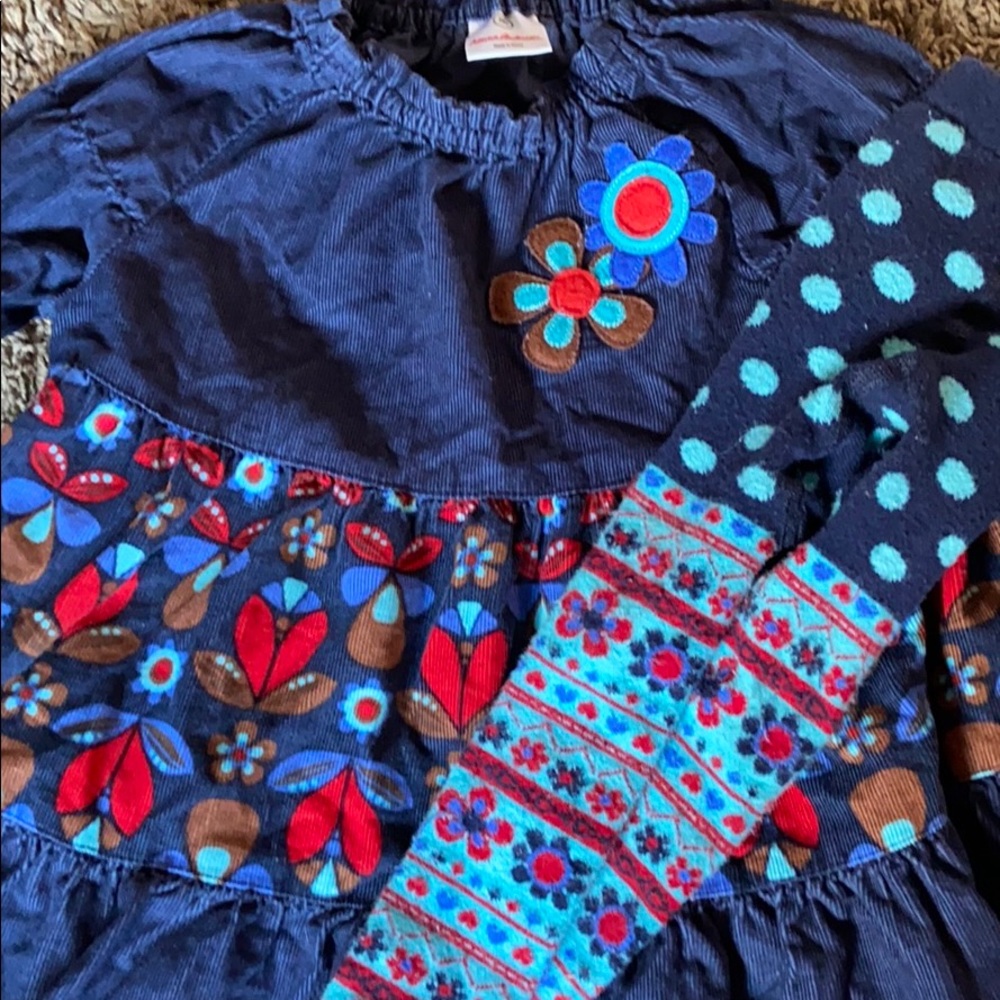 Hanna Andersson Corduroy Dress & Tights 80